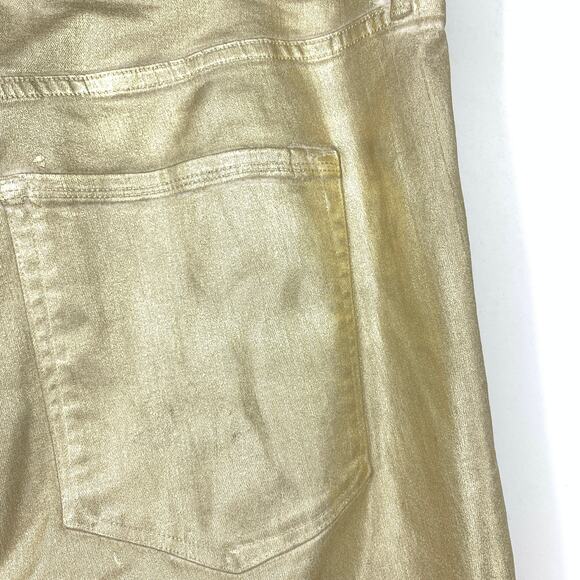 Good American Jeans Women's Size 22 High Rise Good Legs Denim Gold Metallic - Picture 3 of 8